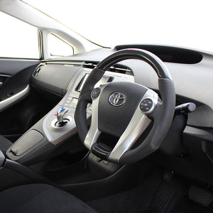 REAL ORIGINAL SERIES OVAL SHAPE BLACK CARBON BLACK STITCH STEERING WHEEL FOR TOYOTA PRIUS PHV 30  30-2-BKC