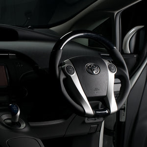 REAL ORIGINAL SERIES OVAL SHAPE BLACK CARBON BLACK STITCH STEERING WHEEL FOR TOYOTA AQUA GR SPORT 10 NOT 17-INCH PACKAGE  30-2-BKC