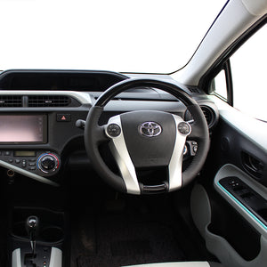 REAL ORIGINAL SERIES OVAL SHAPE PEARL BLACK BLACK STITCH STEERING WHEEL FOR TOYOTA AQUA GR SPORT 10 NOT 17-INCH PACKAGE  30-1-BKP