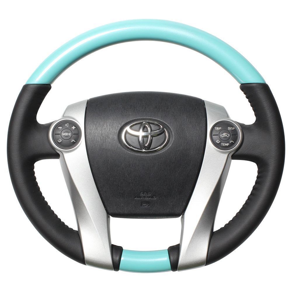 REAL ORIGINAL SERIES OVAL SHAPE COOL BLUE BLACK STITCH STEERING WHEEL FOR TOYOTA PRIUS Α 40  30-1-BLP