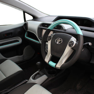REAL ORIGINAL SERIES OVAL SHAPE COOL BLUE BLACK STITCH STEERING WHEEL FOR TOYOTA AQUA GR SPORT 10 NOT 17-INCH PACKAGE  30-1-BLP