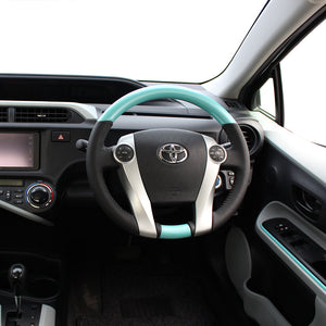 REAL ORIGINAL SERIES OVAL SHAPE COOL BLUE BLACK STITCH STEERING WHEEL FOR TOYOTA PRIUS Α 40  30-1-BLP