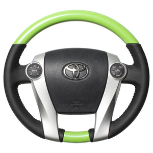 REAL ORIGINAL SERIES OVAL SHAPE FRESH GREEN BLACK STITCH STEERING WHEEL FOR TOYOTA PRIUS 30  30-1-GRP