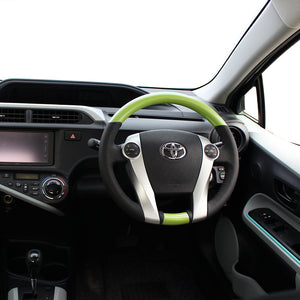 REAL ORIGINAL SERIES OVAL SHAPE FRESH GREEN BLACK STITCH STEERING WHEEL FOR TOYOTA AQUA GR SPORT 10 NOT 17-INCH PACKAGE  30-1-GRP