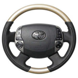 REAL ORIGINAL SERIES OVAL SHAPE CHAMPAGNE WOOD BLACK STITCH STEERING WHEEL FOR TOYOTA PRIUS EX 20  20-1-SW