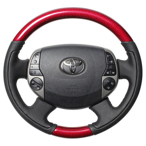 REAL ORIGINAL SERIES OVAL SHAPE RED CARBON BLACK STITCH STEERING WHEEL FOR TOYOTA PRIUS EX 20  20-1-RC