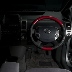 REAL ORIGINAL SERIES OVAL SHAPE RED CARBON BLACK STITCH STEERING WHEEL FOR TOYOTA PRIUS 20  20-1-RC