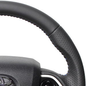 REAL ORIGINAL SERIES SET ALL LEATHER STEERING + PIANO BLACK UNDER PAD BLUE STITCH STEERING WHEEL FOR TOYOTA PRIUS 50  50-LPB-BL-PBP