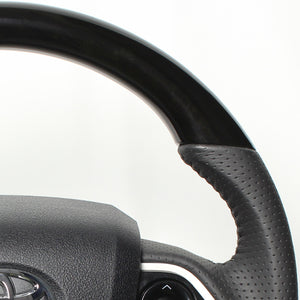 REAL ORIGINAL SERIES SET BLACK WOOD STEERING + PIANO BLACK UNDER PAD BLACK STITCH STEERING WHEEL FOR TOYOTA PRIUS PHV 50  50-BKW-BK-PBP