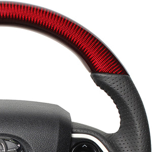 REAL ORIGINAL SERIES SET RED CARBON STEERING + BLACK CARBON PRINT UNDER PAD BLACK STITCH STEERING WHEEL FOR TOYOTA PRIUS 50  50-RDC-BK-BKT