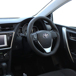 REAL ORIGINAL SERIES D SHAPE BLACK ALL LEATHER SILVER STITCH STEERING WHEEL FOR TOYOTA ISIS 10 : KOUKI 3 SPOKE TYPE E160-LPB-SL