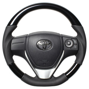 REAL ORIGINAL SERIES D SHAPE PIANO BLACK BLACK STITCH STEERING WHEEL FOR TOYOTA ISIS 10 : KOUKI 3 SPOKE TYPE E160-PBW-BK