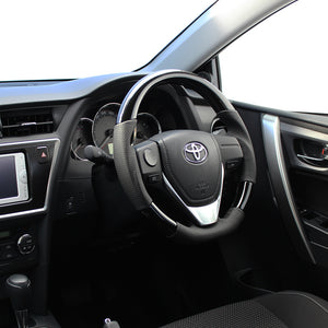 REAL ORIGINAL SERIES D SHAPE PIANO BLACK BLACK STITCH STEERING WHEEL FOR TOYOTA COROLLA AXIO 160  E160-PBW-BK