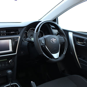 REAL ORIGINAL SERIES D SHAPE BLACK WOOD BLACK STITCH STEERING WHEEL FOR TOYOTA COROLLA AXIO 160  E160-BKW-BK