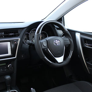 REAL ORIGINAL SERIES D SHAPE BLACK CARBON BLACK STITCH STEERING WHEEL FOR TOYOTA AURIS 180  E160-BKC-BK
