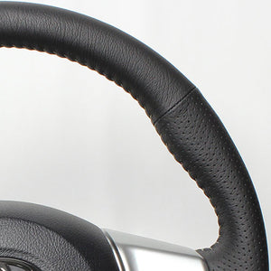 REAL ORIGINAL SERIES SOFT D SHAPE BLACK ALL LEATHER SILVER STITCH STEERING WHEEL FOR TOYOTA RACTIS 120  P130-LPB-SL