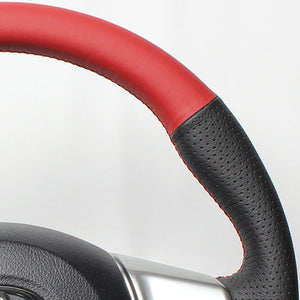 REAL ORIGINAL SERIES SOFT D SHAPE RED & BLACK ALL LEATHER RED X BLACK EURO STITCH STEERING WHEEL FOR TOYOTA VITZ 130 EXCLUDING F GRADE P130-LPB-RD