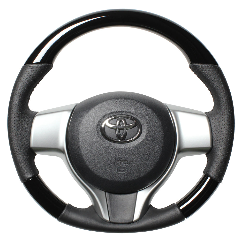 REAL ORIGINAL SERIES SOFT D SHAPE PIANO BLACK BLACK STITCH STEERING WHEEL FOR TOYOTA SIENTA 170  P130-PBW-BK