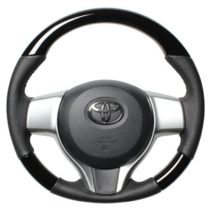 REAL ORIGINAL SERIES SOFT D SHAPE PIANO BLACK BLACK STITCH STEERING WHEEL FOR TOYOTA SIENTA 170  P130-PBW-BK