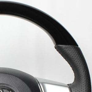 REAL ORIGINAL SERIES SOFT D SHAPE PIANO BLACK BLACK STITCH STEERING WHEEL FOR TOYOTA VITZ 130 EXCLUDING F GRADE P130-PBW-BK