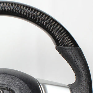 REAL ORIGINAL SERIES SOFT D SHAPE BLACK CARBON BLACK STITCH STEERING WHEEL FOR TOYOTA VITZ 130 EXCLUDING F GRADE P130-BKC-BK