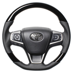 REAL PREMIUM SERIES SOFT D SHAPE PIANO BLACK BLACK EURO STITCH STEERING WHEEL FOR TOYOTA NOAH 80  U60-PBW-BK