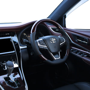 REAL PREMIUM SERIES SOFT D SHAPE 56 BROWN WOOD BLACK EURO STITCH STEERING WHEEL FOR TOYOTA PREMIO 260 : 3 TYPE  U60-BRW-BK