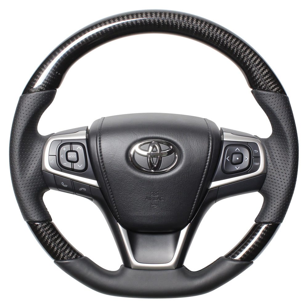 REAL PREMIUM SERIES SOFT D SHAPE BLACK CARBON BLACK EURO STITCH STEERING WHEEL FOR DAIHATSU ALTIS 50 : KOUKI  U60-BKC-BK