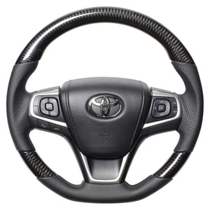 REAL PREMIUM SERIES SOFT D SHAPE BLACK CARBON BLACK EURO STITCH STEERING WHEEL FOR DAIHATSU ALTIS 50 : KOUKI  U60-BKC-BK