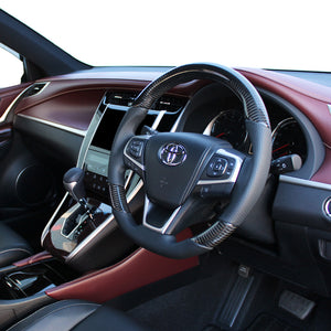 REAL PREMIUM SERIES SOFT D SHAPE BLACK CARBON BLACK EURO STITCH STEERING WHEEL FOR TOYOTA CAMRY 50 : KOUKI  U60-BKC-BK