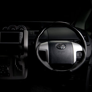 REAL ORIGINAL SERIES ROUND SHAPE PIANO BLACK RED STITCH STEERING WHEEL FOR TOYOTA CAMRY 40  R50-PBW-RD