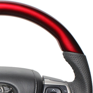 REAL ORIGINAL SERIES SOFT D SHAPE PEARL RED BLACK STITCH STEERING WHEEL FOR TOYOTA ESQUIRE 80  R80-RDW-BK