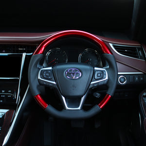 REAL ORIGINAL SERIES SOFT D SHAPE PEARL RED BLACK STITCH STEERING WHEEL FOR TOYOTA AVENSIS ZRT272W:3 TYPE  R80-RDW-BK