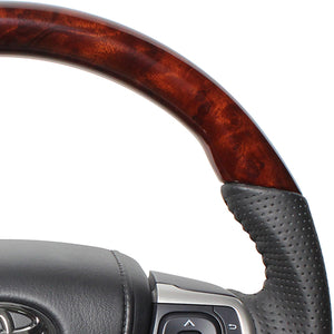 REAL ORIGINAL SERIES SOFT D SHAPE BROWN WOOD BLACK STITCH STEERING WHEEL FOR TOYOTA PREMIO 260 : 3 TYPE  R80-BRW-BK
