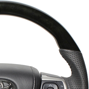 REAL ORIGINAL SERIES SOFT D SHAPE BLACK WOOD BLACK STITCH STEERING WHEEL FOR TOYOTA ESQUIRE 80  R80-BKW-BK