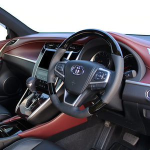REAL ORIGINAL SERIES SOFT D SHAPE BLACK WOOD BLACK STITCH STEERING WHEEL FOR TOYOTA HARRIER 60  R80-BKW-BK