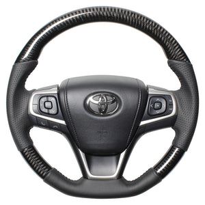 REAL ORIGINAL SERIES SOFT D SHAPE BLACK CARBON BLACK STITCH STEERING WHEEL FOR TOYOTA ESQUIRE 80  R80-BKC-BK