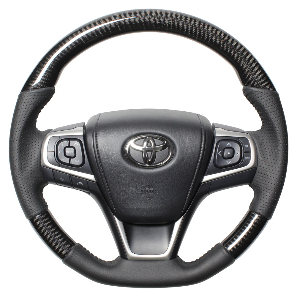 REAL ORIGINAL SERIES SOFT D SHAPE BLACK CARBON BLACK STITCH STEERING WHEEL FOR TOYOTA VOXY 80  R80-BKC-BK