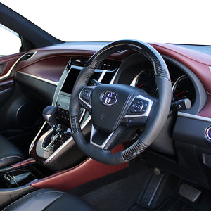 REAL ORIGINAL SERIES SOFT D SHAPE BLACK CARBON BLACK STITCH STEERING WHEEL FOR TOYOTA HARRIER 60  R80-BKC-BK