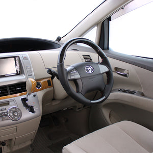 REAL ORIGINAL SERIES ROUND SHAPE BLACK CARBON RED STITCH STEERING WHEEL FOR TOYOTA ALLION 260 : 1 2 TYPE  R50-BKC-RD