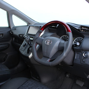 REAL ORIGINAL SERIES D SHAPE PEARL RED RED STITCH STEERING WHEEL FOR TOYOTA NOAH 70 : KOUKI 3 SPOKE TYPE E20-RDW-RD
