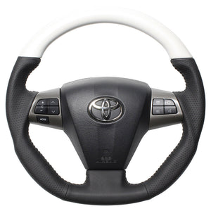 REAL ORIGINAL SERIES D SHAPE PEARL WHITE SILVER STITCH STEERING WHEEL FOR TOYOTA WISH 20  E20-WHW-SL