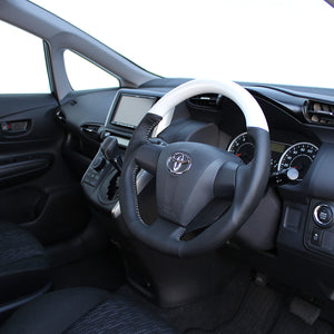 REAL ORIGINAL SERIES D SHAPE PEARL WHITE SILVER STITCH STEERING WHEEL FOR TOYOTA RAV4 30 : KOUKI  E20-WHW-SL