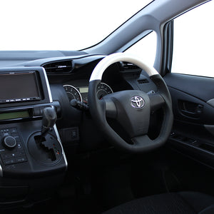 REAL ORIGINAL SERIES D SHAPE PEARL WHITE SILVER STITCH STEERING WHEEL FOR TOYOTA NOAH 70 : KOUKI 3 SPOKE TYPE E20-WHW-SL