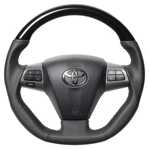 REAL ORIGINAL SERIES D SHAPE PIANO BLACK BLACK STITCH STEERING WHEEL FOR TOYOTA RAV4 30 : KOUKI  E20-PBW-BK
