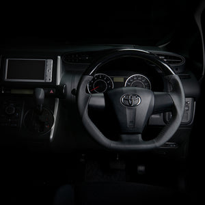 REAL ORIGINAL SERIES D SHAPE PIANO BLACK BLACK STITCH STEERING WHEEL FOR TOYOTA WISH 20  E20-PBW-BK