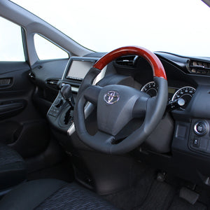 REAL ORIGINAL SERIES D SHAPE BROWN WOOD BLACK STITCH STEERING WHEEL FOR TOYOTA RAV4 30 : KOUKI  E20-BRW-BK
