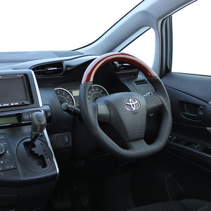 REAL ORIGINAL SERIES D SHAPE BROWN WOOD BLACK STITCH STEERING WHEEL FOR TOYOTA AURIS 150 : KOUKI  E20-BRW-BK