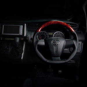 REAL ORIGINAL SERIES D SHAPE BROWN WOOD BLACK STITCH STEERING WHEEL FOR TOYOTA VOXY 70 : KOUKI 3 SPOKE TYPE E20-BRW-BK
