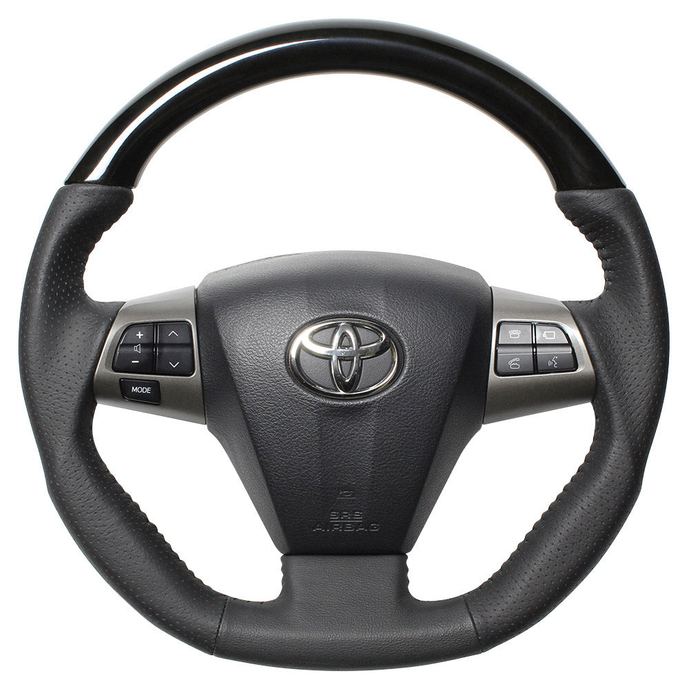 REAL ORIGINAL SERIES D SHAPE BLACK WOOD BLACK STITCH STEERING WHEEL FOR TOYOTA AURIS 150 : KOUKI  E20-BKW-BK